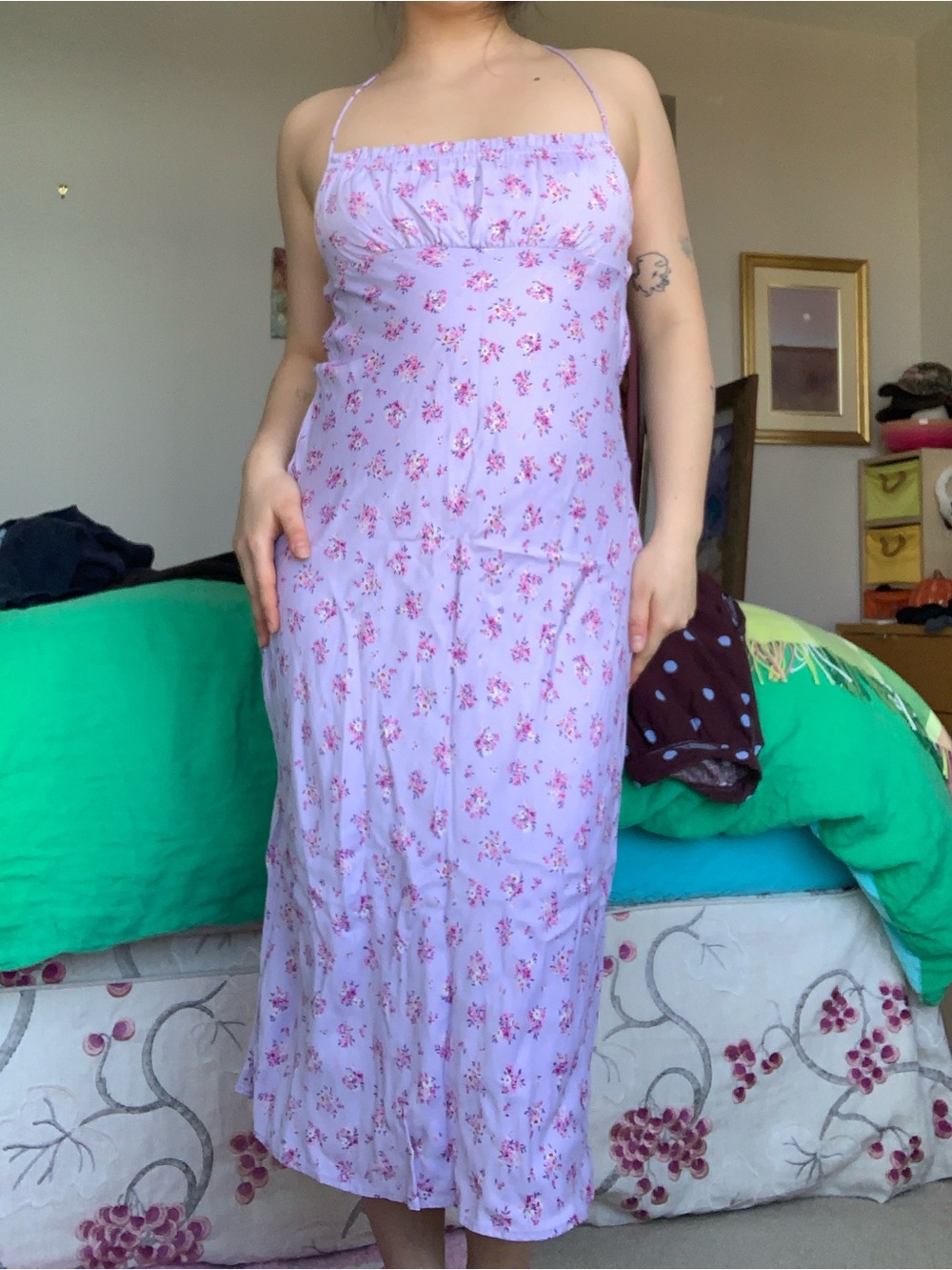 Zara purple floral maxi dress